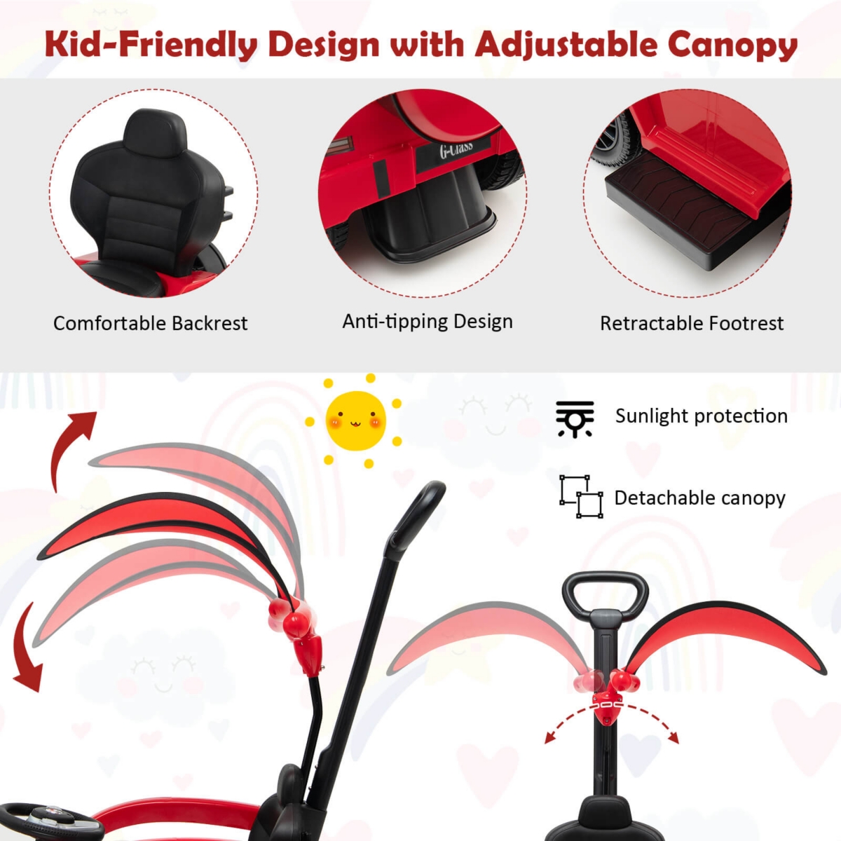 Costway 1 Ride on Push Car Mercedes Benz G350 Stroller Sliding Car