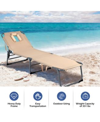 Foldable Lounge Chair Adjustable Folding Recliner Beach Patio