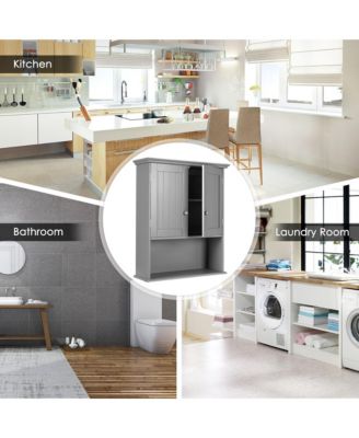 Wall Mount Bathroom Cabinet Storage Organizer Medicine Cabinet with 2-Doors and 1- Shelf Cottage Collection Wall Cabinet