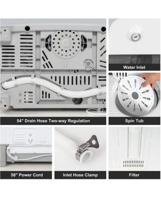 Portable Twin Tub Washing Machine Washer(13.2lbs) & Spinner (8.8lbs)