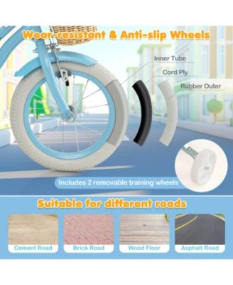 14" Kid's Bike with Training Wheels Adjustable Handlebar Seat Handbrake