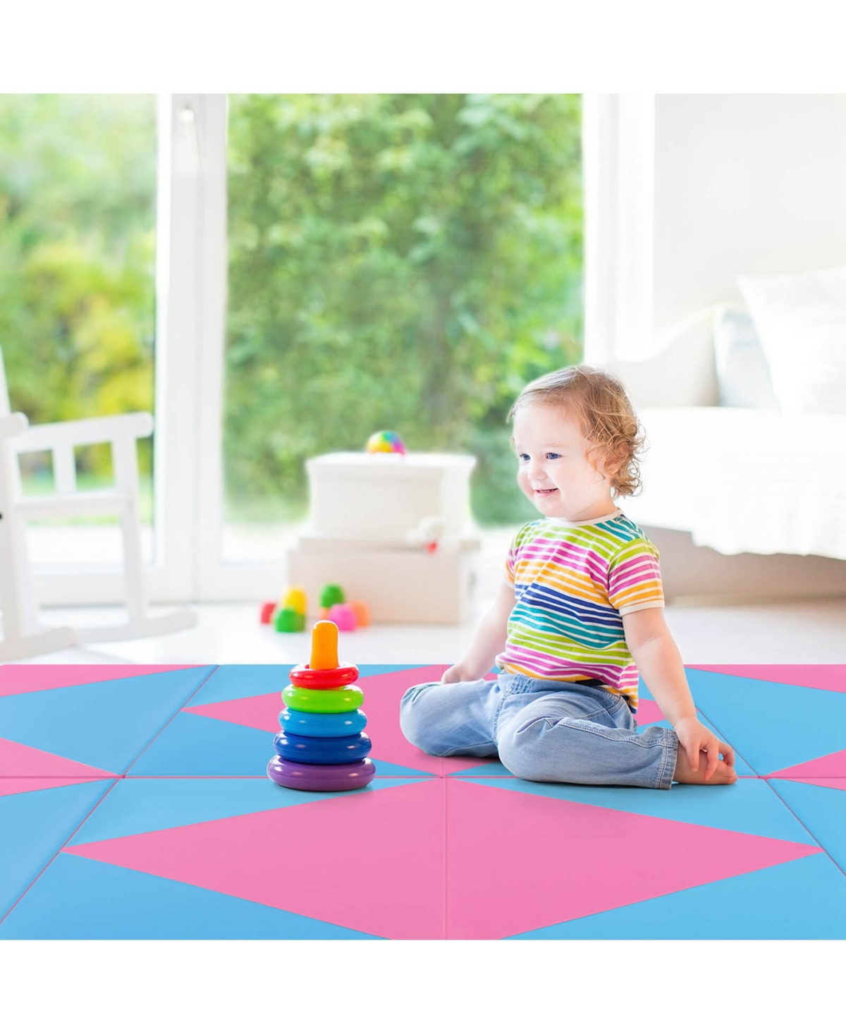 Costway Folding Gymnastics Mat 2'' Pu Leather Tumbling Exercise Mat Yoga Gym