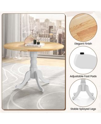 4-Person Dining Table Wooden Kitchen Table with Solid Rubber Wood Frame for Kitchen