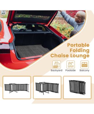 2 Piece Patio Folding Chaise Lounge Chairs with 6-Level Backrest Reclining Chairs