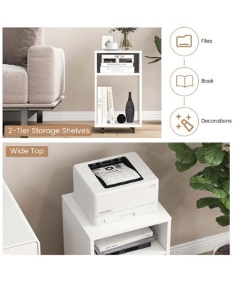 Mobile File Cabinet Wooden Printer Stand Vertical Storage Organizer Home Office