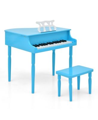 30-Key Classic Baby Grand Piano Toddler Toy Wood with Bench & Music Rack