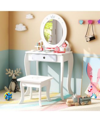 Kids Vanity Set Makeup Table & Chair Sweet Accessories Included Storage Drawer
