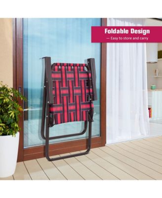 Set of 6 Patio Folding Web Chair Set Portable Beach Camping Chair Red