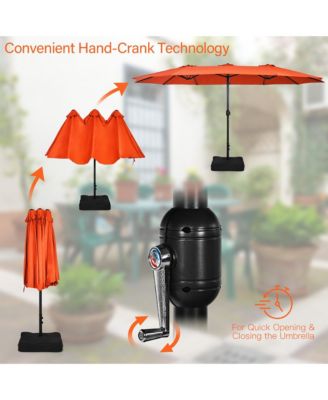 15 Ft Patio Double Sided Umbrella Outdoor Market Umbrella