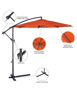 10 Ft Hanging Umbrella Patio Sun Shade Offset Outdoor Market Cross Base
