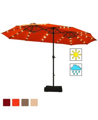15Ft Patio Double-Sided Solar LED Market Umbrella Crank Base