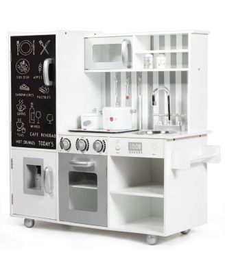 Wood Kitchen Toy Kids Cooking Pretend Play Stew/ Utensils, Sounds & WordPad