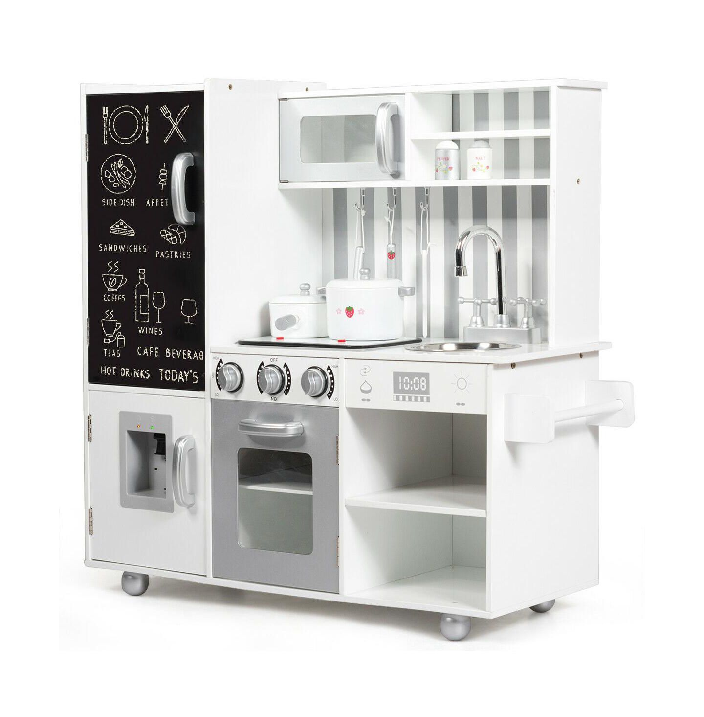 Детский игровой набор Costway Wooden Cooking Kitchen Playset with Sounds & Lights, Ages 3+, цвет: Белый — фото 5