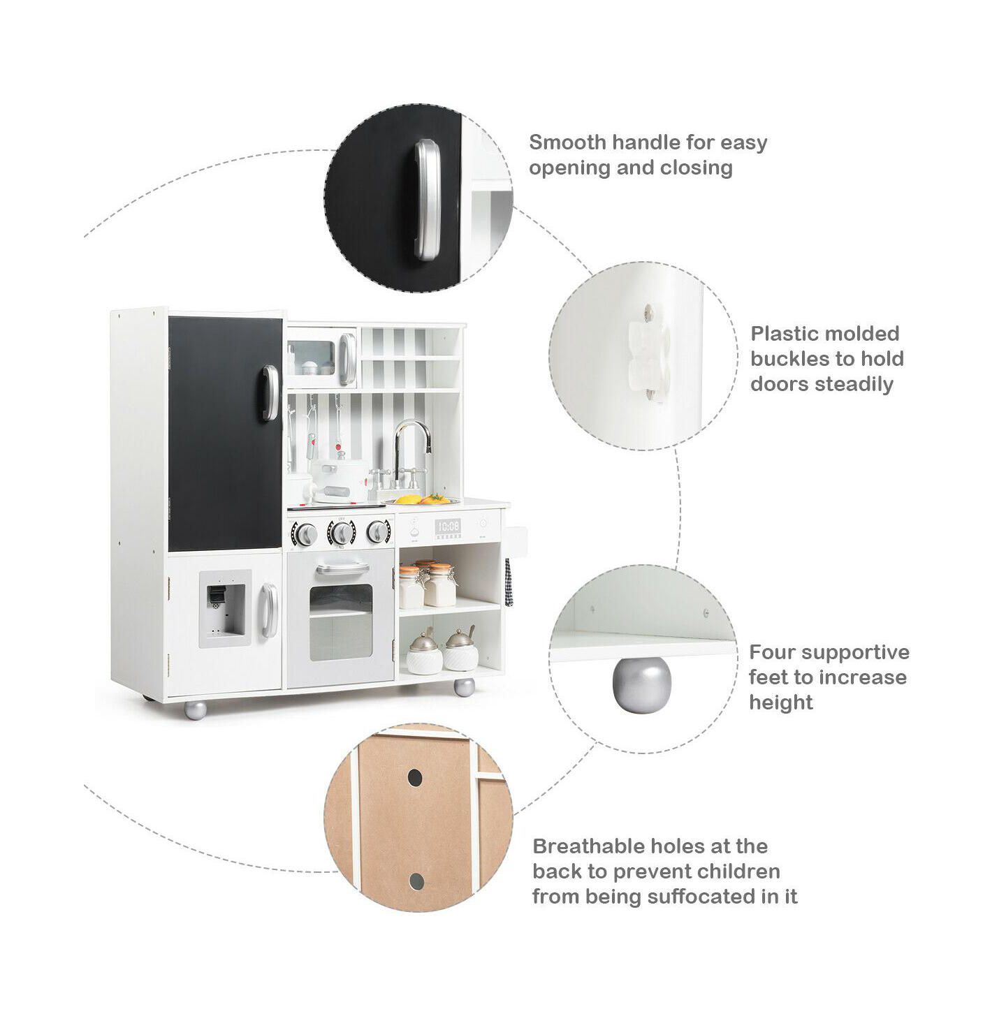 Детский игровой набор Costway Wooden Cooking Kitchen Playset with Sounds & Lights, Ages 3+, цвет: Белый — фото 7