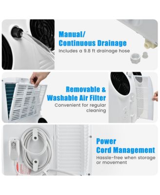 11,500 BTU Dual Hose Portable Air Conditioner 3-in-1 AC Unit w/ Remote Control