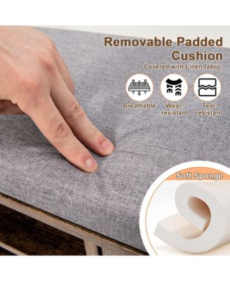 Shoe Bench w/Padded Cushion 9-cube Adjustable Storage Shoe Rack