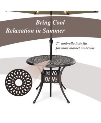 36'' Patio Round Dining Bistro Table Cast W/2'' Umbrella Hole
