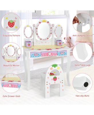 Kids Vanity Princess Makeup Dressing Table Chair Set