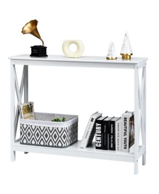 1 PC P2 MDF 2-Tier Console Table x-Design Bookshelf Sofa Side Accent Table