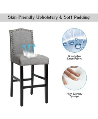 Set of 2 Bar Stools 30'' Upholstered Kitchen Chairs