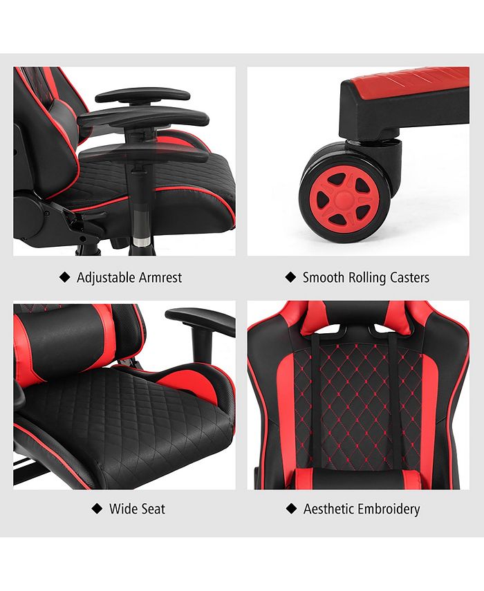 Costway Massage Gaming Chair Reclining Racing Chair w/Lumbar Support