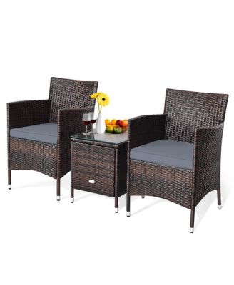 3 PCS PE Rattan Wicker Furniture Sets