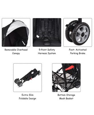 Toddler Folding Lightweight Umbrella Travel Stroller w/ Storage Basket