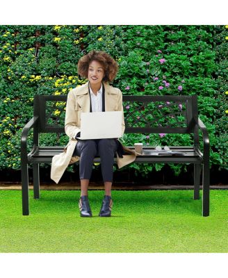 Patio Park Garden Bench Porch Path Chair Outdoor Deck Steel Frame