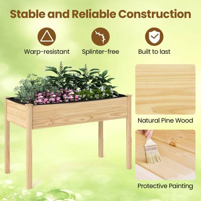 Wooden Raised Vegetable Garden Bed Elevated Grow Vegetable Planter
