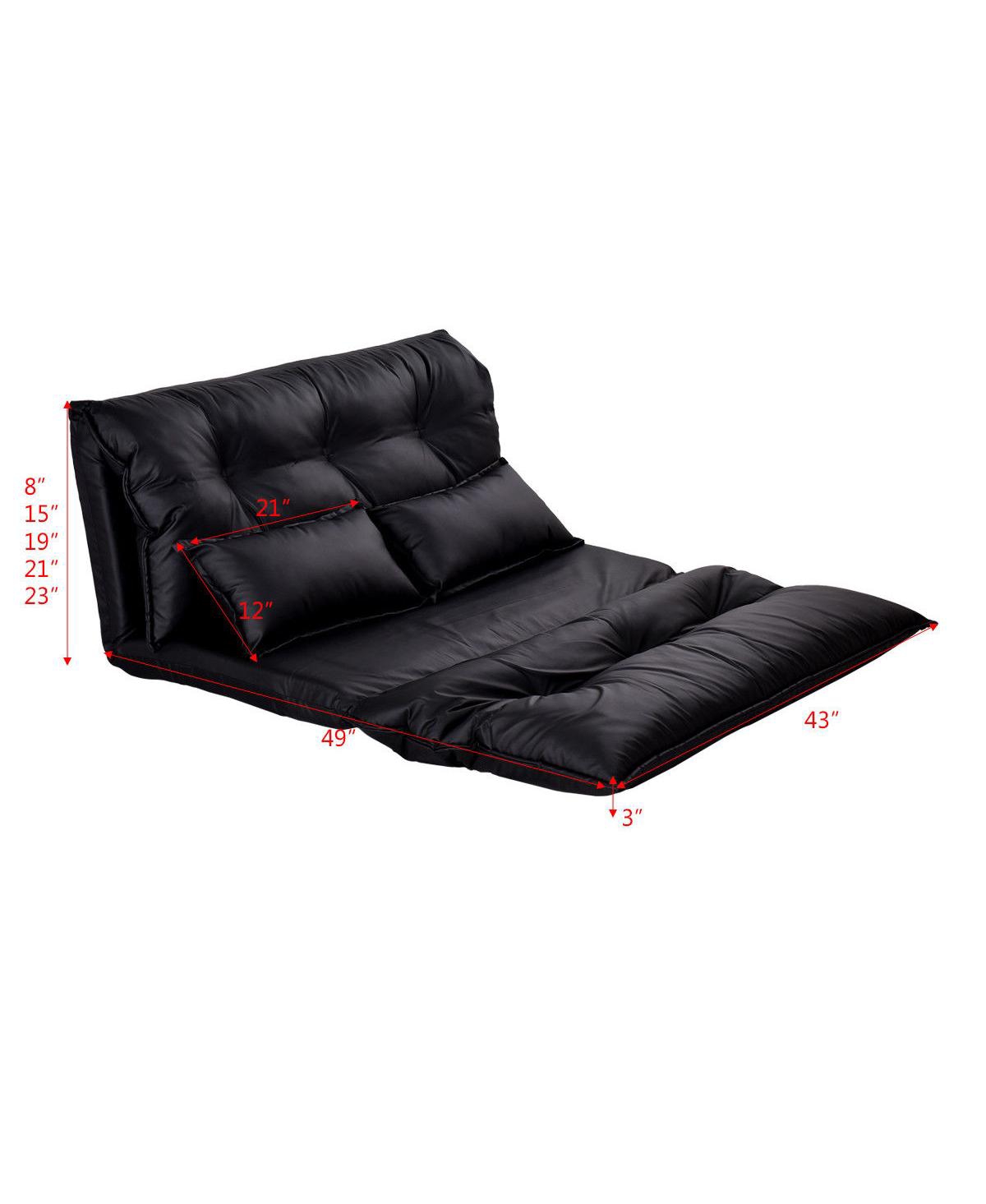 Costway Pu Leather Foldable Modern Leisure Floor Sofa Bed Video Gaming