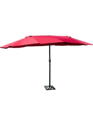 15' Market Outdoor Umbrella Double-Sided Twin Patio Umbrella with Crank