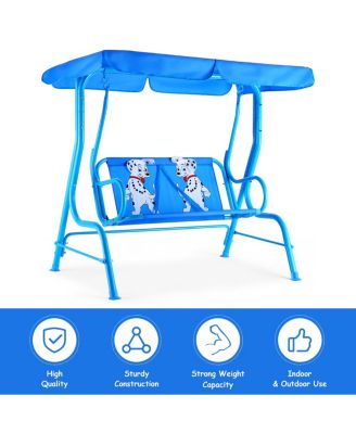 Kids Patio Swing Chair Children Porch Bench Canopy 2 Person Yard Furniture