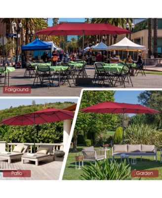 15FT Patio Double-Sided Umbrella Crank Outdoor Garden Market Sun Shade