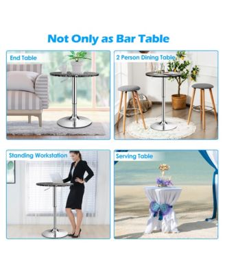 Round Bistro Bar Table Height Adjustable 360-degree Swivel