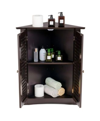 Storage Cabinet Freestanding Floor Cabinet Bathroom w/ Shutter Door