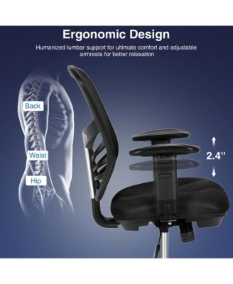 Mesh Drafting Chair Office Chair w/Adjustable Armrests & Foot-Ring