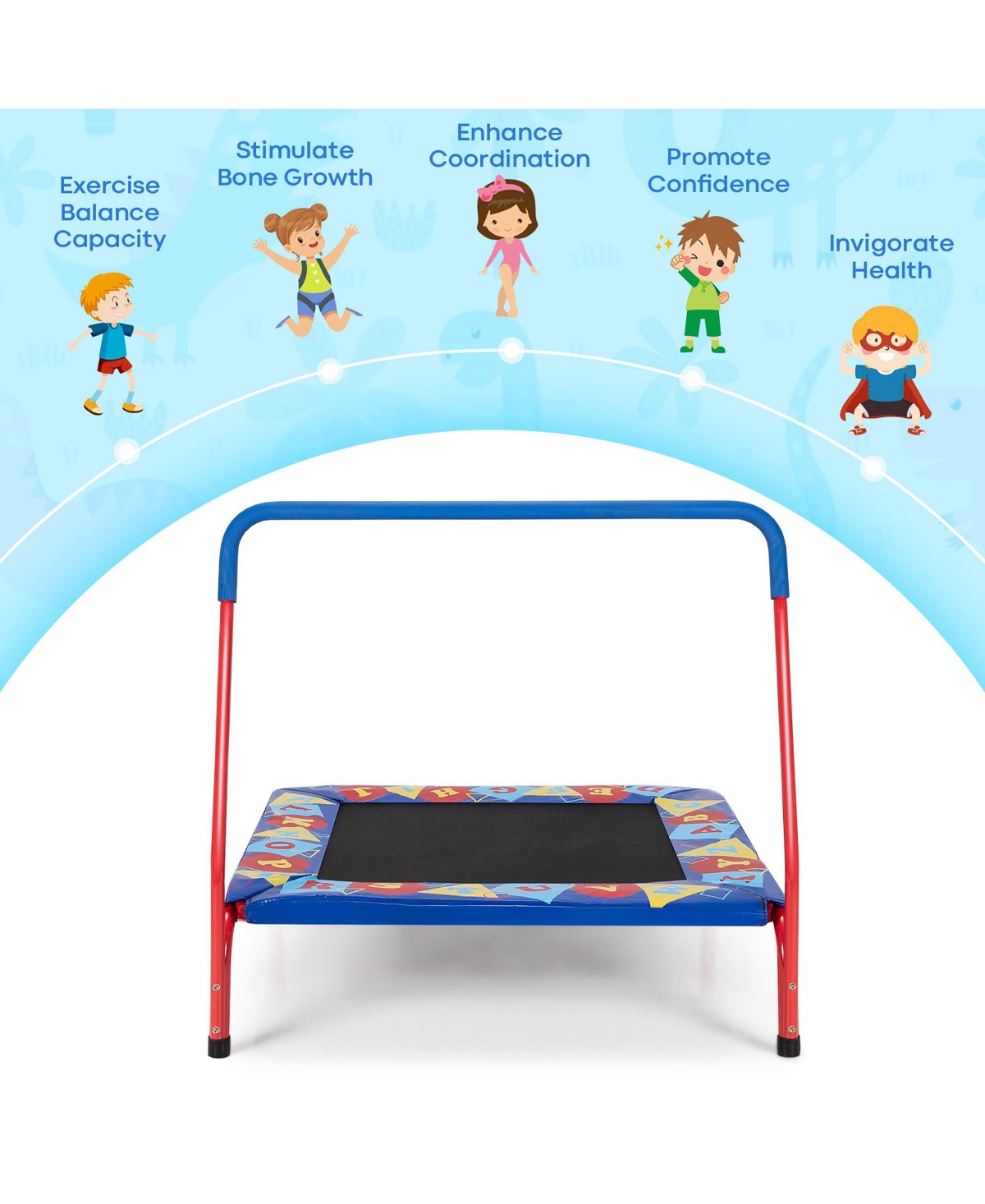 Costway 36" Kids Square Trampoline Indoor Outdoor Rebounder
