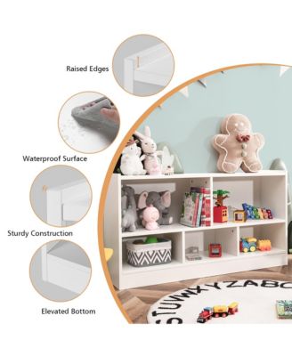 Kids 2-Shelf Bookcase 5-Cube Wood Toy Storage Cabinet Organizer