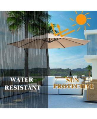 10FT Patio Offset Hanging Umbrella Easy Tilt Adjustment 8 Ribs