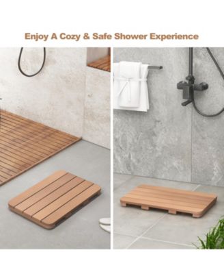 21.5" x 13.5" Bath Mat Waterproof HIPS Spa Shower Mat with Non Slip Foot Pads