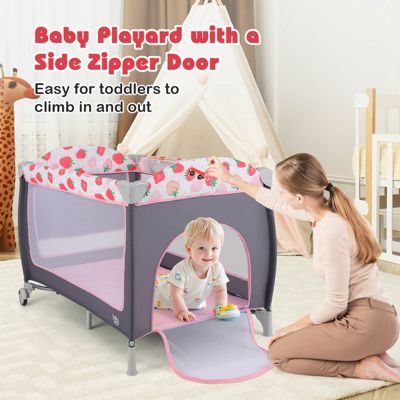 Girls 3 in 1 Playard Portable Nursery Center w/ Zippered Door Mint