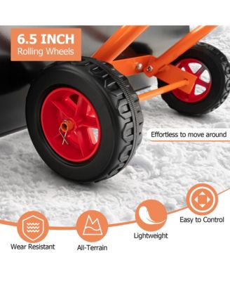 30" Snow Shovel Heavy-Duty Metal Adjustable Height Wheeled Snow Removal Pusher