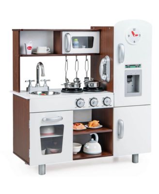 Kids Kitchen Playset Pretend Play Kitchen Toy with Realistic Sounds & Lights