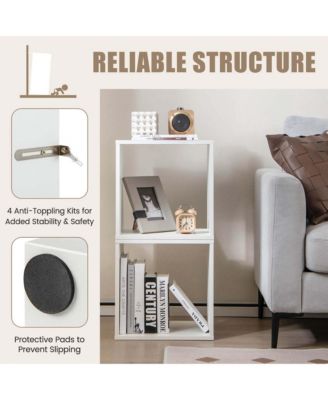 Stackable Storage Cube Organizer with 2 Free-Standing Bookcase Units