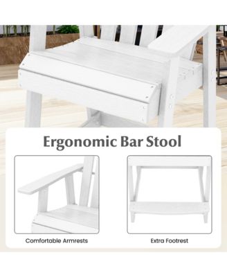 4 PCS Tall Bar Stool HDPE Patio Chair with Armrest Footrest Home Indoor Outdoor