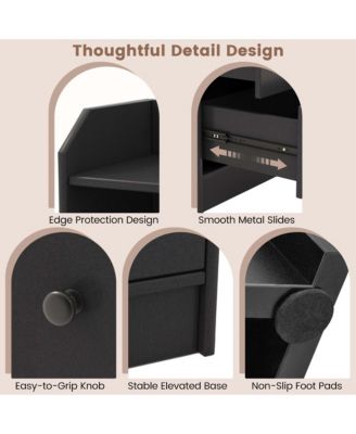 3-Drawer Dresser 44" Tall Wood Storage Organizer Chest with 2 Open Shelves