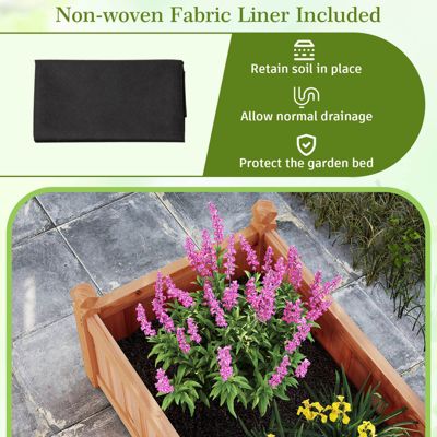 Wooden Raised Garden Bed Outdoor Rectangular Planter Box with Drainage Holes