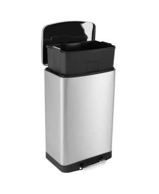 Stainless Steel Trash Can, 13.2 Gal Garbage Can with Lid, Detachable Inner Pail