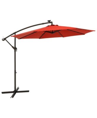 10 Ft Patio Solar LED 40 Lights Offset Umbrella Crank Cross Base