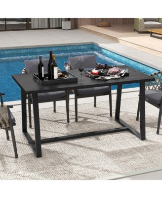 63" Large Dining Table for 4-6 People with Heavy-duty Metal Frame Modern